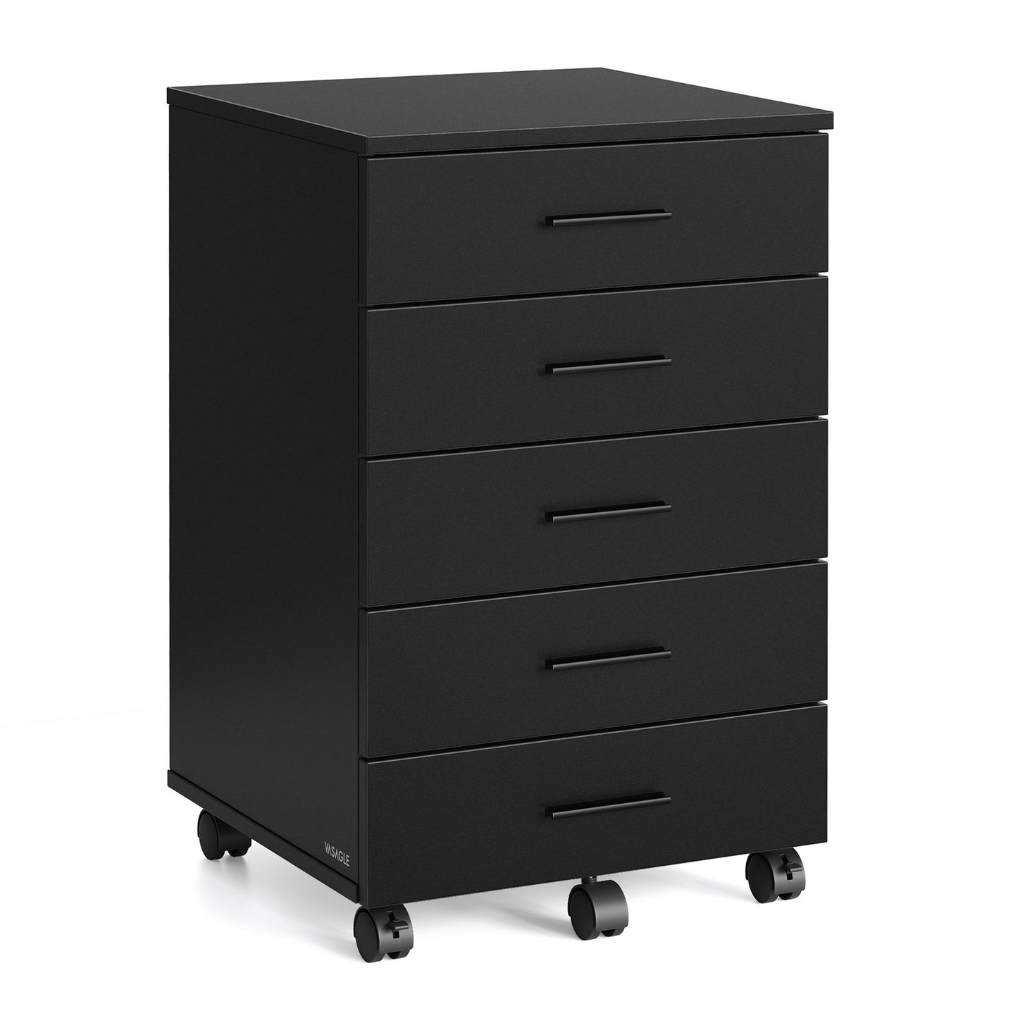 VASAGLE Custos File Cabinet, Mobile Pedestal Filing Cabinet with Wheels, Ink Black