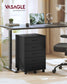 VASAGLE Custos File Cabinet, Mobile Pedestal Filing Cabinet with Wheels, Ink Black
