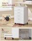 VASAGLE Custos File Cabinet, Mobile Pedestal Filing Cabinet with Wheels, Cloud White