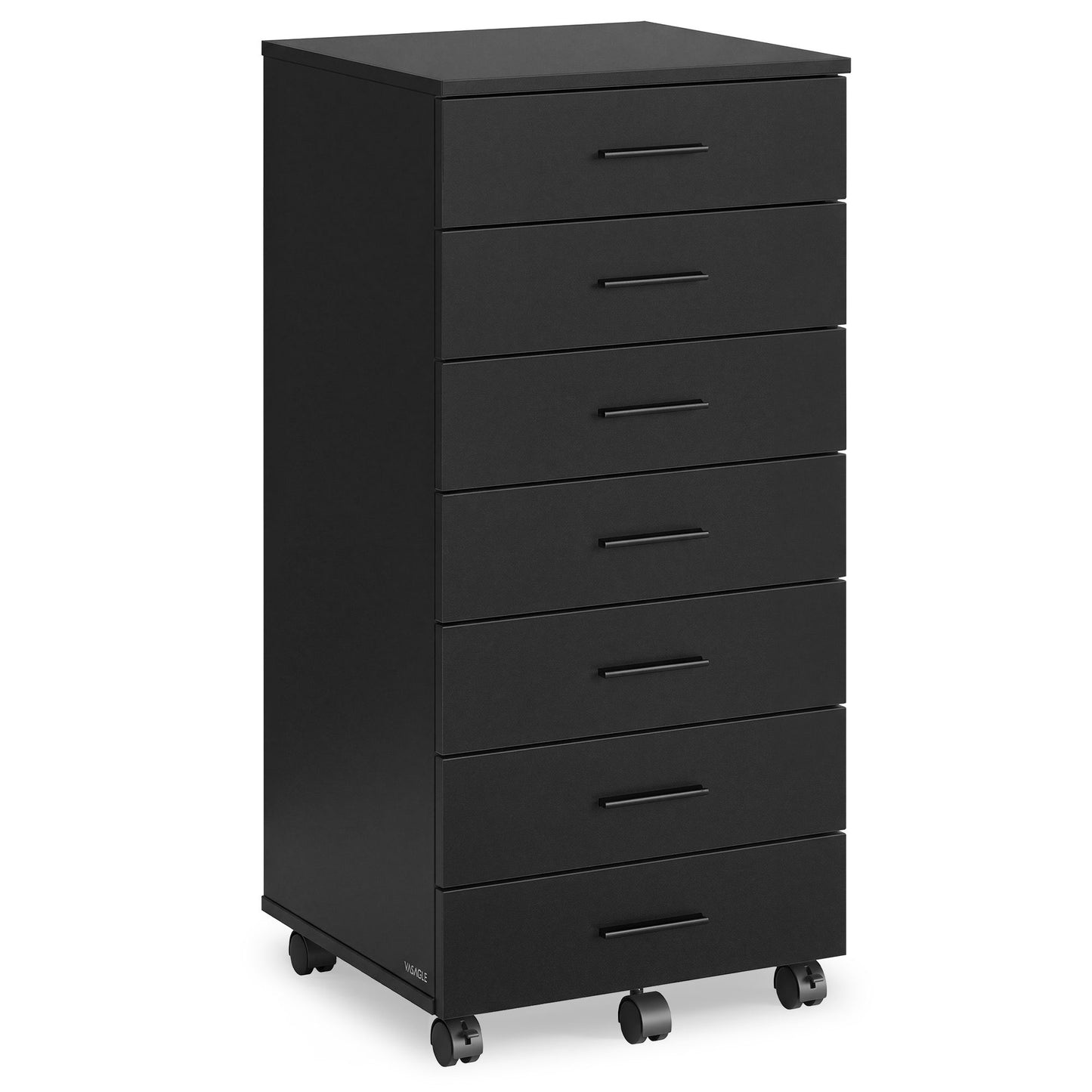 VASAGLE Black Rolling File Cabinet with Seven Drawers and Sliding Rails – Ink Black