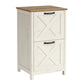 VASAGLE 2-Drawer File Cabinet, Barn Door Style, A4/Letter, 17.7"X15.7"X29.5" – Cloud White and Warm Earth Brown
