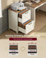 VASAGLE 2-Drawer File Cabinet, Barn Door Style, A4/Letter, 17.7"X15.7"X29.5" – Cloud White and Warm Earth Brown
