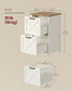 VASAGLE 2-Drawer File Cabinet, Barn Door Style, A4/Letter, 17.7"X15.7"X29.5" – Cloud White and Warm Earth Brown