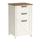 VASAGLE File Cabinet, 3-Drawer Filing Cabinet for Home Office Modern Farmhouse – Rustic White, Honey Brown