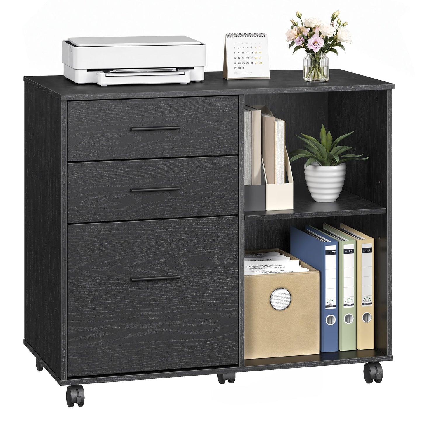 VASAGLE File Cabinet, 3 Drawers, Custos Collection – Ebony