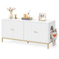 Feandrea Double Cat Litter Box Enclosure, Double Room, Modern Style Double Room, for 2 Cats – White, Gold