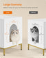 Feandrea Double Cat Litter Box Enclosure, Double Room, Modern Style Double Room, for 2 Cats – White, Gold