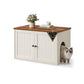 SONGMICS HOME Litter Box Enclosure, Push-Open, Rustic White and Brown – Rustic White, Honey Brown