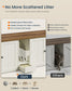 SONGMICS HOME Litter Box Enclosure, Toolless Assembly, Push-to-Open Doors, Cat Washroom – Rustic White, Honey Brown