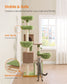 Feandrea Cat Tree, 68.5-in Tall Cat Tower, Multi-Level Condo, Green for Adult Cats Indoor