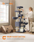 Feandrea Large Cat Tree Tower, 68.5-Inch Tall Cat Condo with Large Perch – Dark Grey