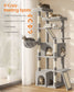 Feandrea 72.6-Inch Tall Cat Tree Tower for Indoor Extra Large Cats – Dove Gray