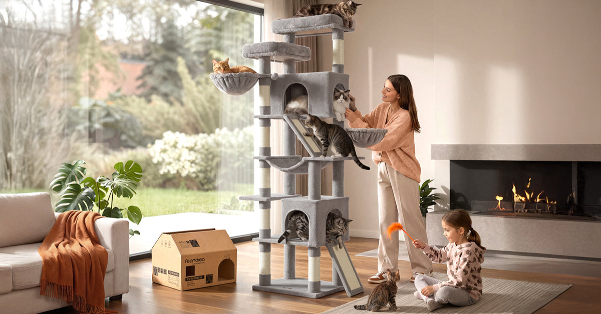 Feandrea Cat Tree with Sisal Scratching Posts – Dove Gray