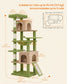 Feandrea Cat Tree, 70.3" Cat Tower Condo for Indoors, Moss Green and Tan Cat Trees for Large Adult