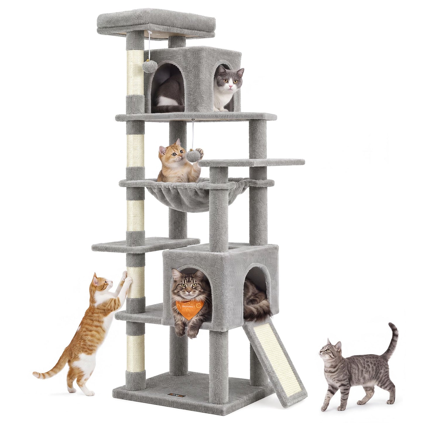 Feandrea Cat Tree, 70.3" Heavy Duty Cat Tower Condo for Indoors – Dove Gray