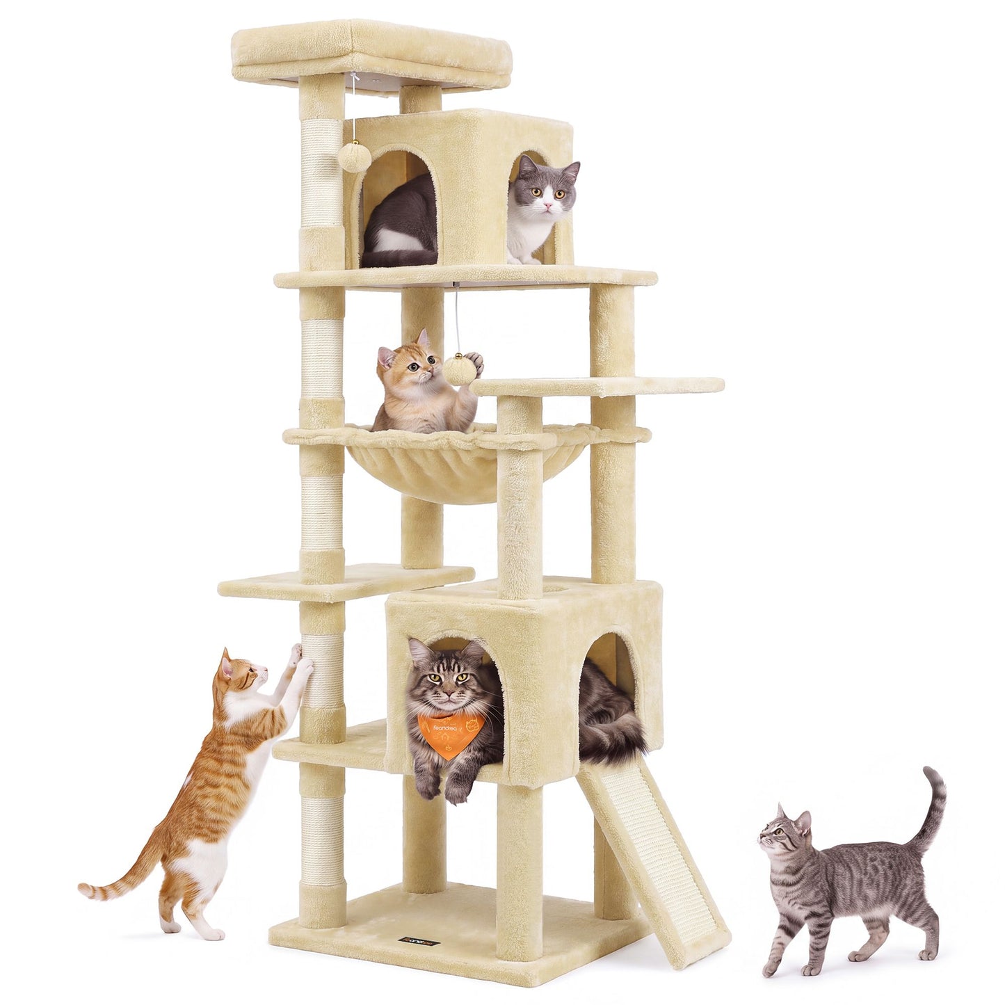 Feandrea Cat Tree, 70.3" Heavy Duty Cat Tower Condo for Indoors, Beige Cat Trees for Large Adult – Summer Sand
