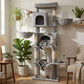 Feandrea Large Multi Level Cat Tree Tower with Self Groomer and Posts – Dove Gray
