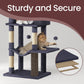 Feandrea Large Multi Level Cat Tree Tower with Self Groomer and Posts – Dark Gray