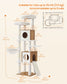 Feandrea Tall Cat Tree, 6-Tier Cat Tower with 2 Condos, 67.3 in Indoor Cat House – Honey Brown