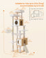 Feandrea Tall Cat Tree, 8-Tier Wood Tower with 2 Condos, Scratching Post Cat Houses – Oak Beige and Cloud White