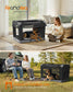 Feandrea Collapsible Fabric Dog Crate with Mesh Doors for Travel – Ink Black, Dove Gray – 42"L x 28"W x 28"H
