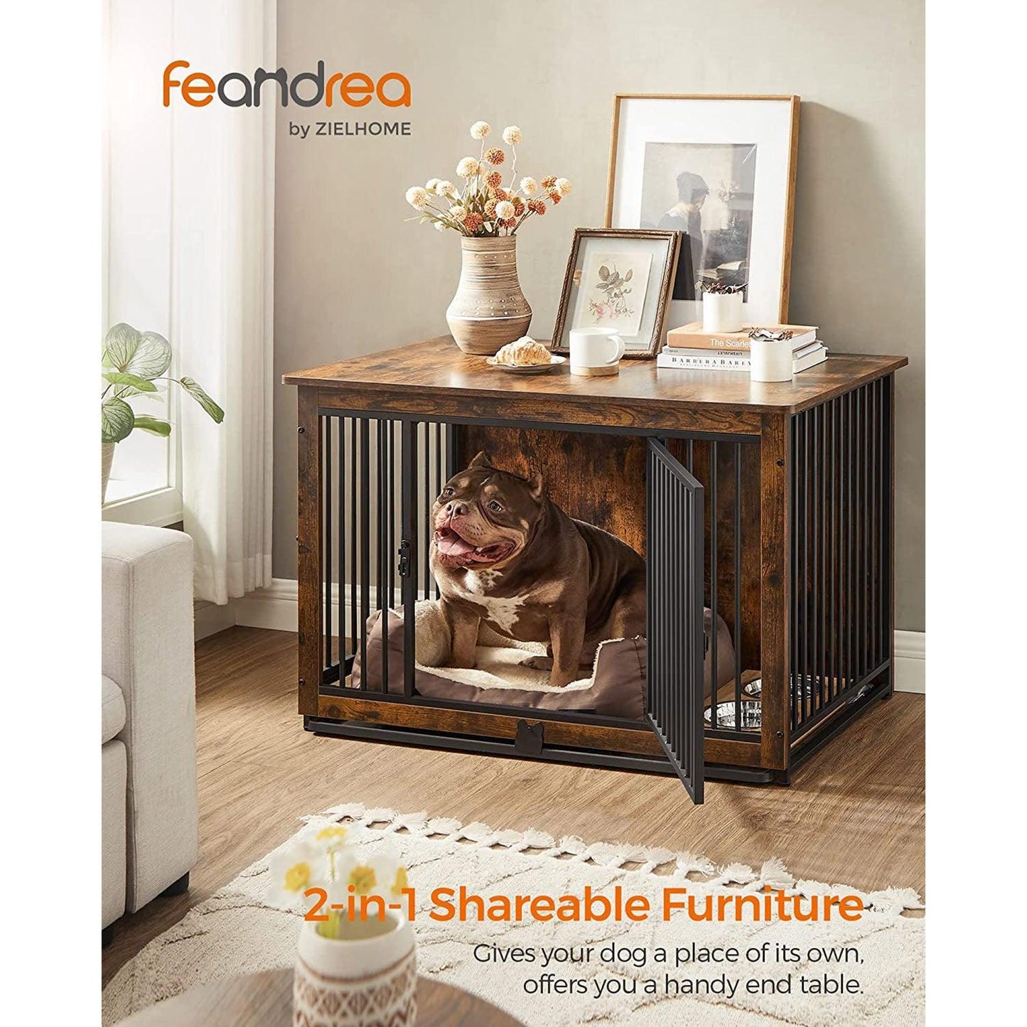 Dog Crate Furniture with 2 Doors