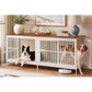 Feandrea 70.9" Dog Crate Furniture – Rustic White and Honey Brown