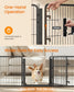 Feandrea 16-Panel Dog Playpen, 112 X 112 X 24 Inch, Ink Black Rust-Resistant Metal Structure