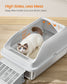 Feandrea 2 Pack Stainless Steel Cat Litter Boxes with Open Top – Light Gray