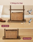 VASAGLE Walnut Brown Coat Rack with 7 Hooks 2 Shelves and Wheels