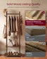 VASAGLE Walnut Brown Coat Rack with 7 Hooks 2 Shelves and Wheels