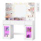 VASAGLE Cloud White Vanity Desk with Rgb Lights Power Outlets and Mirror