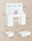 VASAGLE Cloud White Vanity Desk with LED Mirror and 9 Drawers