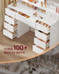 VASAGLE Cloud White Vanity Desk with LED Mirror and 9 Drawers
