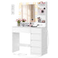 VASAGLE Cloud White Vanity Desk with Lit Mirror and Jewelry Storage – Matte White