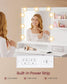 VASAGLE Cloud White Vanity Desk with Lit Mirror and Jewelry Storage – Matte White