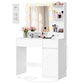 VASAGLE Cloud White Vanity Desk with Lit Mirror and Outlets – Matte White