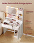 VASAGLE Cloud White Vanity Desk with Lit Mirror and Outlets – Matte White