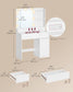 VASAGLE Cloud White Vanity Desk with Lit Mirror and Outlets – Matte White