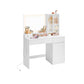 VASAGLE Vanity Desk with Mirror and Lights, Power Outlets – Cloud White