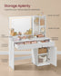 VASAGLE Vanity Desk with Mirror and Lights, Power Outlets – Cloud White