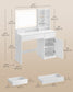 VASAGLE Vanity Desk with Mirror and Lights, Power Outlets – Cloud White