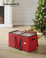 SONGMICS Large Christmas Ornament Storage Boxes, Set of 2, Dual Zippers – Cherry Red