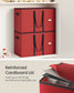 SONGMICS Large Christmas Ornament Storage Boxes, Set of 2, Dual Zippers – Cherry Red