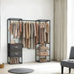 SONGMICS Freestanding Heavy Duty Clothes Rack with Extendable Hanging Rod – Rustic Brown