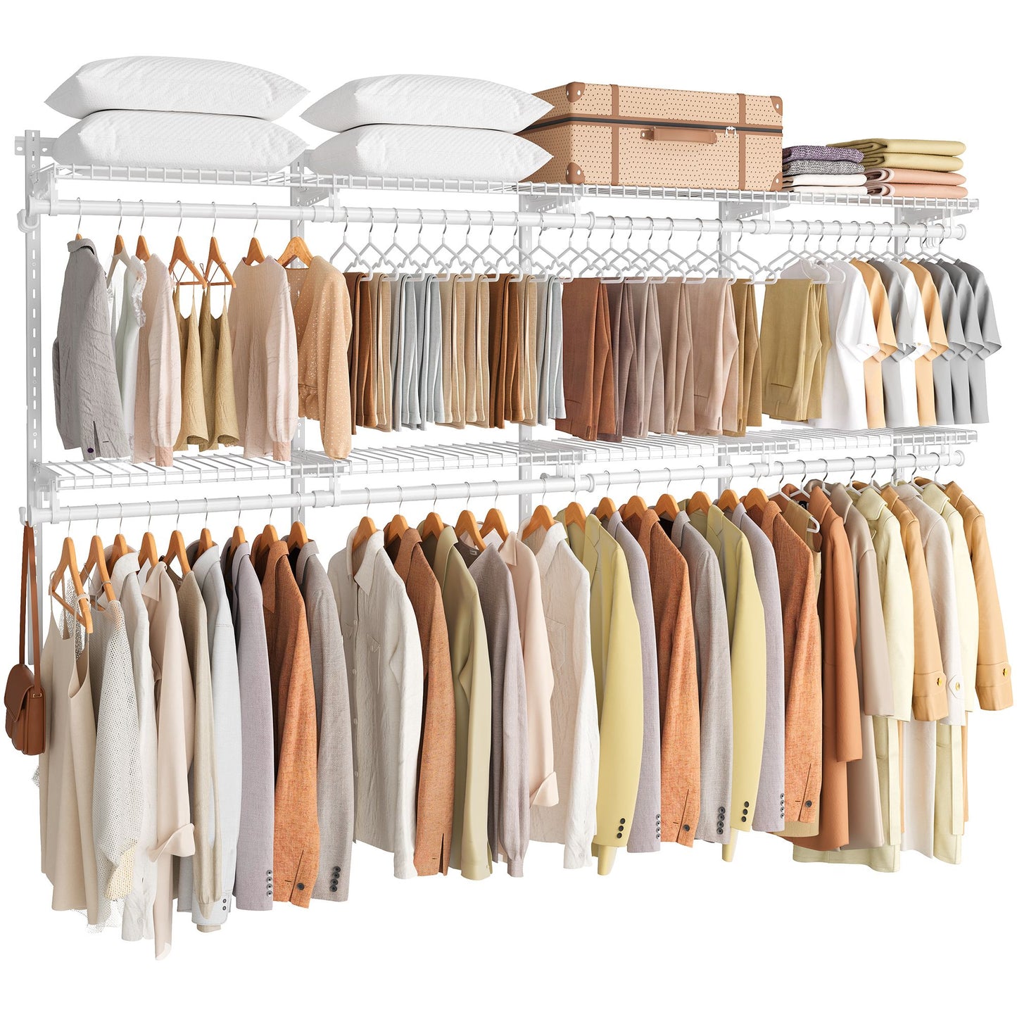 SONGMICS HOME White Adjustable Closet System with 8 Rods and 8 Shelves – Cloud White