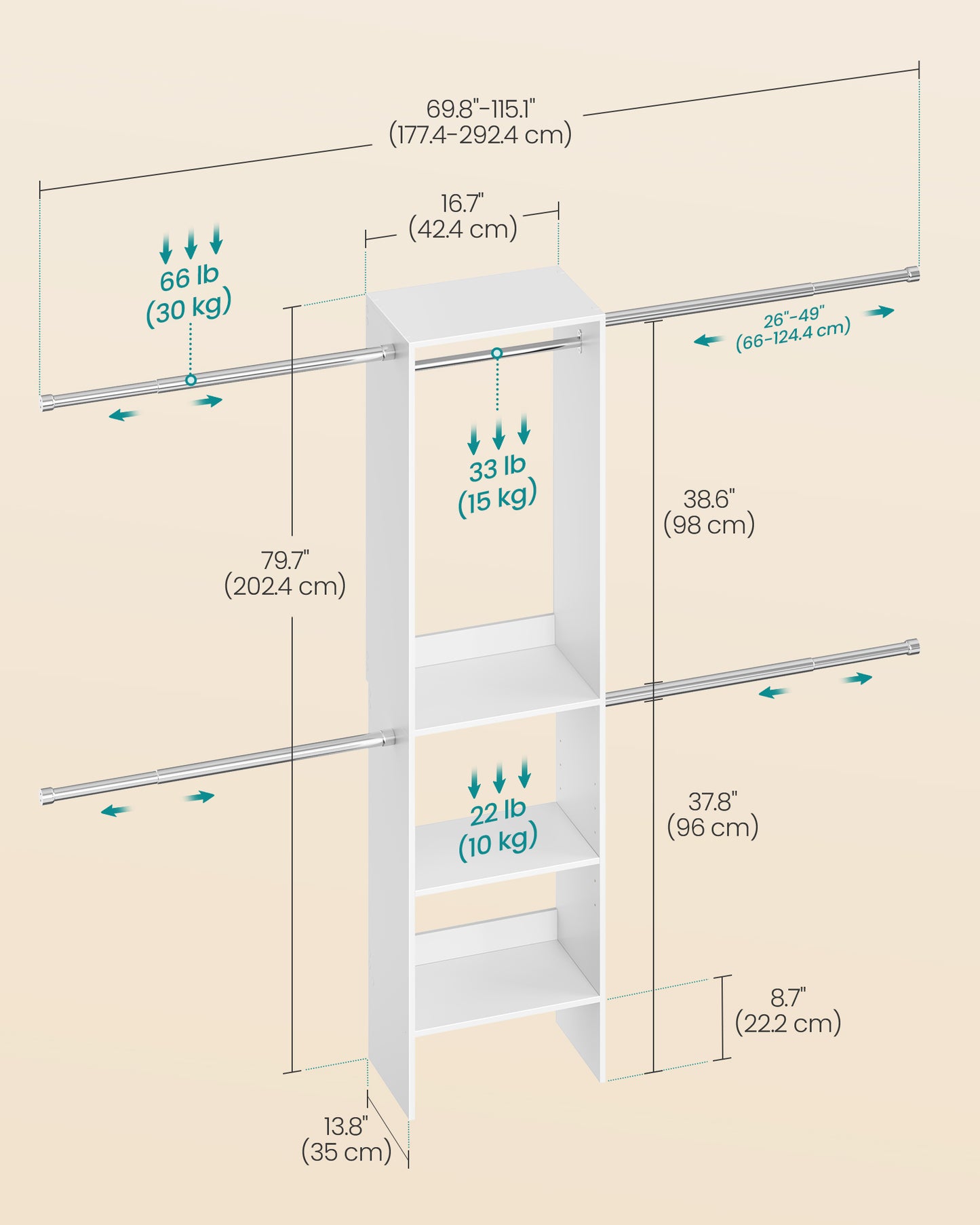 SONGMICS Closet System – White