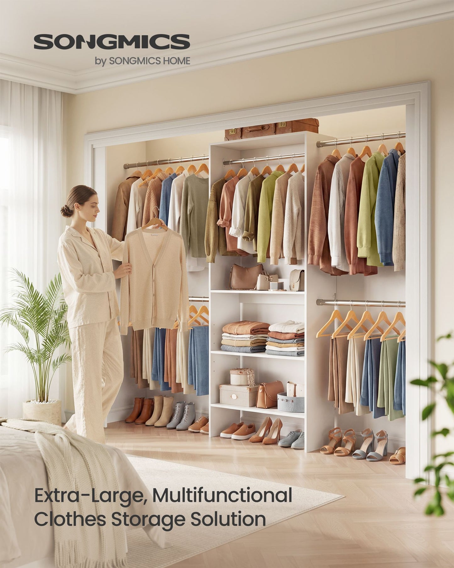 SONGMICS Custos Closet System – White – 13.8"D x