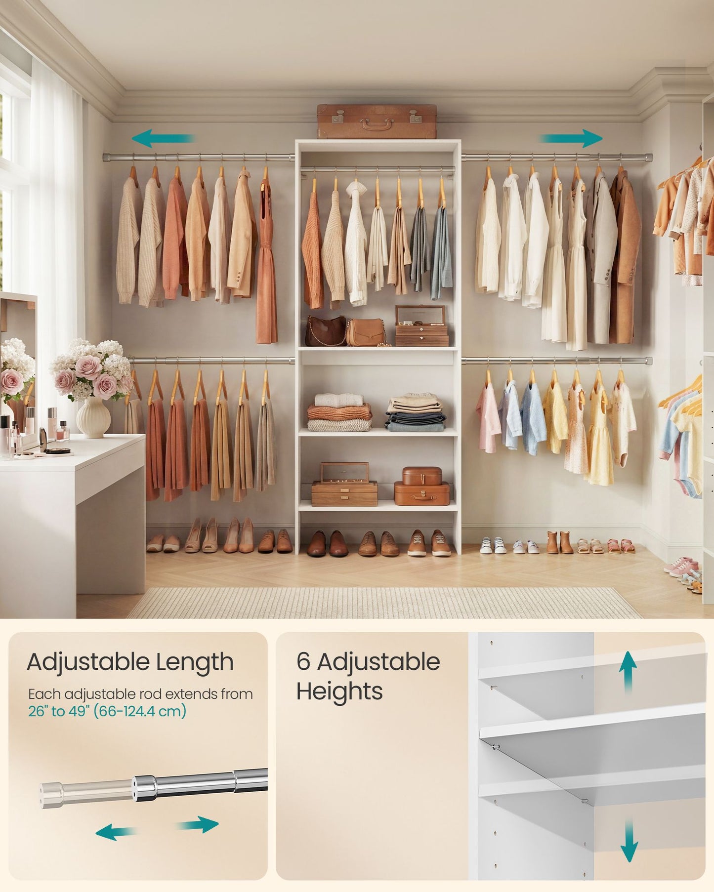 SONGMICS Custos Closet System – White – 13.8"D x