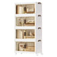 SONGMICS White 58Qt Foldable Storage Bins with Doors and Wheels